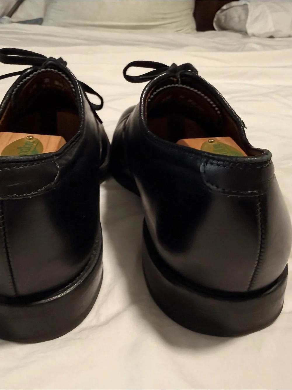 Allen Edmonds Carlyle Oxfords + Matching Belt — Black Calfskin, Size 8.5D